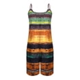 thumbnail image 4 of Jinhomg 2026 Rompers for Women Summer Print Casual Sleeveless V Neck Short Jumpsuits Loose Spaghetti Strap Overalls with Pockets Khaki XXXXXL, 4 of 6