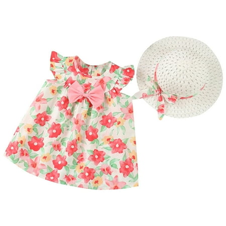 

School Outfits for Girls 4 Years Girls Clothes Toddler Girls Fly Sleeve Floral Prints Princess Dress Dance Party Dresses Clothes Youth Dresses 4t 5t Girls Tights
