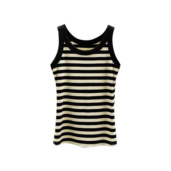 Timegard Going out Tank Tops for Women Striped Scoop Neck Comfy Loungewear Sleeveless Shirts Top Blouse