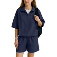 thumbnail image 2 of NMMUED Two Piece Sets for Women Summer Short Sets for Women Sweat Suit Track Suits for Women Set Athleisure Sets Women, Navy XXL, 2 of 8