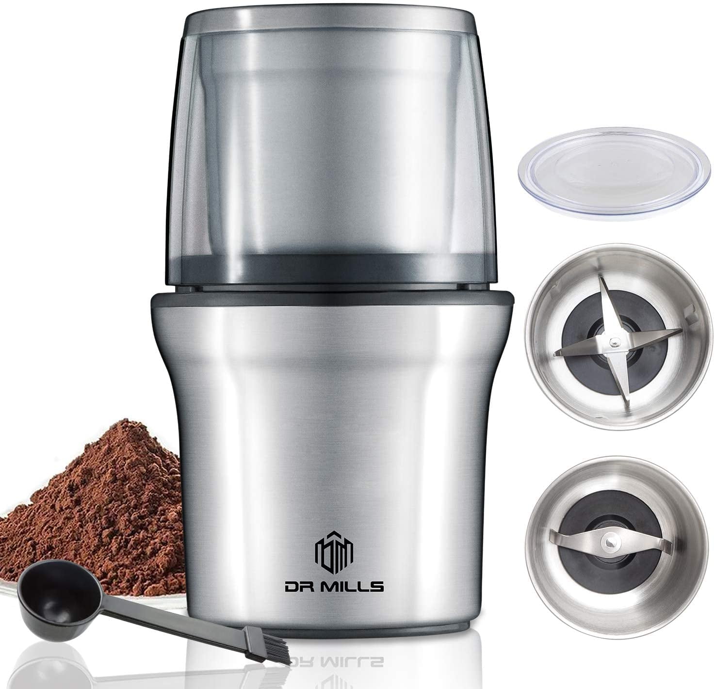 DR MILLS DM-7412N Coffee Grinder Electric,Coffee Grinder,spice grinder  electric, detachable cup, Blade & cup made with SUS304 stianlees steel,200w