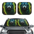 thumbnail image 2 of Honeii Fluorescent Wolf Print Foldable Car Sun Shade for Windshield, 2-Piece UV Protection Shade, Protects Car Interior, Ideal for Cars, Trucks, SUVs-Large, 2 of 6