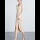 thumbnail image 5 of Vestido Tipo Suéter con Cuello en V, Abertura Frontal y Botones Acanalados para Mujer Crema S, 5 of 7
