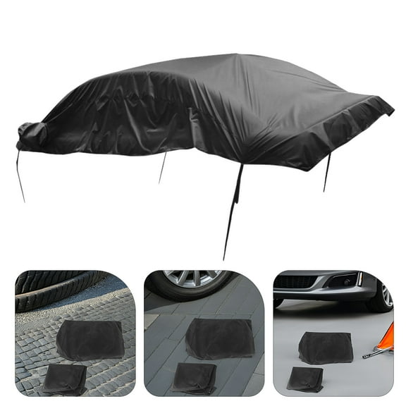QIFULL Half Car Cover Protector Black with Water Resistant and Heat Reducing Fabric
