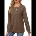 thumbnail image 3 of Sudaderas para Mujer, Suéteres de Cuello Redondo con Mangas de Punto , Moda 2025 Marrón Oscuro L, 3 of 8