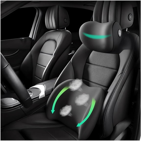 Car Lumbar Support for Driving Seat, Car Headrest & Lumbar Support Cushion with Removable Cover & Adjusatble Strap