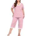 thumbnail image 6 of Cueply Women Plus Size Pajamas Set Short Sleeve Pjs Sleepwear Loungewear Nightwear with Pockets, 6 of 8