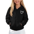 thumbnail image 5 of DJDLJWCJ Girls Zip Up Hoodie Fleece Lined Winter Warm Hoodies Solid Color Casual Jacket Black Size 5T, 5 of 9