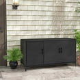 thumbnail image 4 of Costway 84 Gallon 3-Door Patio Wicker Storage Cabinet Deck Box with Removable Shelves Black, 4 of 10