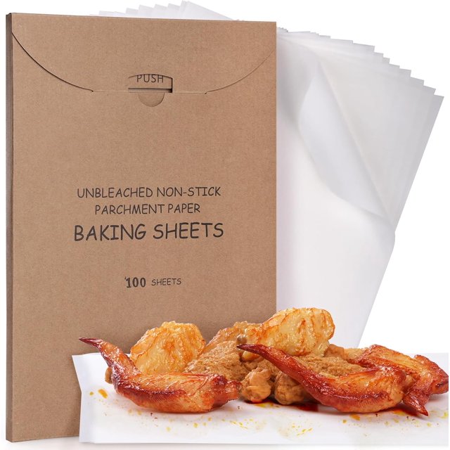 100 Pcs Parchment Paper Baking Sheets, 9 x 13 Inch Non-Stick Precut Baking Parchment, Convenient Package for Baking, Cooking, Grilling, Air Fryer and Steaming Cooking Bread Cake and Wrapping Foods