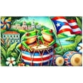 thumbnail image 1 of Fondo de pancarta de rana coquí de Puerto Rico, decoración para fiesta, diseño cultural vibrante, 1 of 8