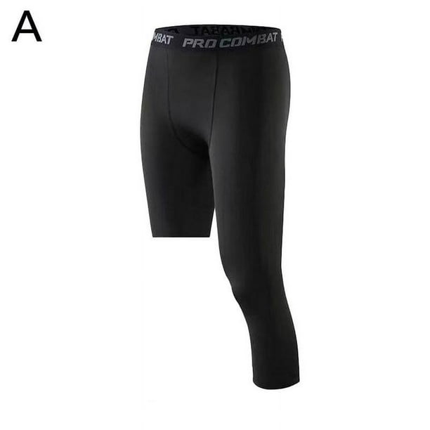 TQEHS Pantalones de compresión 3/4 para hombre, mallas de una pierna, capa base de baloncesto y atletismo
