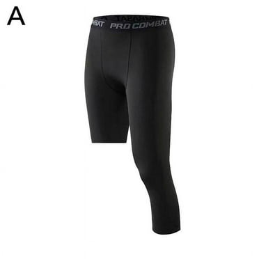 Men's 3/4 Compression Pants One-Leg Tights Athletic Layer Base Basketball J2W3