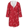 thumbnail image 4 of Women's Fleece Plush Robe Long Warm Plush Bathrobe Loungewear Jacket Printed Comfort Robe, 4 of 5