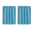 thumbnail image 2 of 2 Pack 30x36 inch Solid Color Short Curtains-Rod Pocket Light Blocking Window Panel for Kitchen, Bathroom, Bedroom, Living Room-Decorative Partition Privacy Sheer Tier with Easy Care Fabric(Blue), 2 of 4