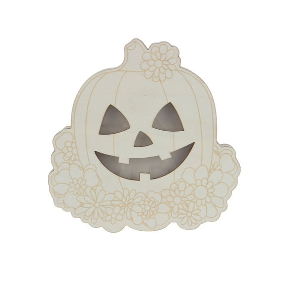 8" Jack-O'-Lantern & Flowers LED Wood DIY Tabletop Décor by Make Market®-Halloween Crafts