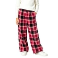 thumbnail image 2 of SERTGUTR Girls Plaid Fleece Wide Leg Pants, Elastic High Waist Loose Fit Trousers, Side Pocket Warm Home Pants, Winter Everyday Comfortable Bottoms, 2 of 5