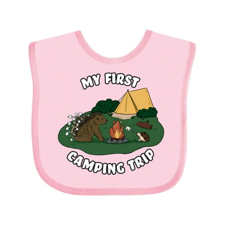 

Inktastic My First Camping Trip-Camping Hedgehog Gift Baby Boy or Baby Girl Bib