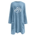 thumbnail image 5 of lcziwo Womens Fuzzy Fleece Sweatshirt Cute Heart Graphic Long Sleeve Crewneck Sherpa Pullover Loose Comfy Loungewear Thermal Tops with Pockets 50% Percent Off Sales Today Blue L, 5 of 6