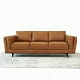 thumbnail image 5 of Mid Century Modern Genuine Leather 3-Seater Sofa (90.40×35.40×32.30in) for Living Room, 5 of 8