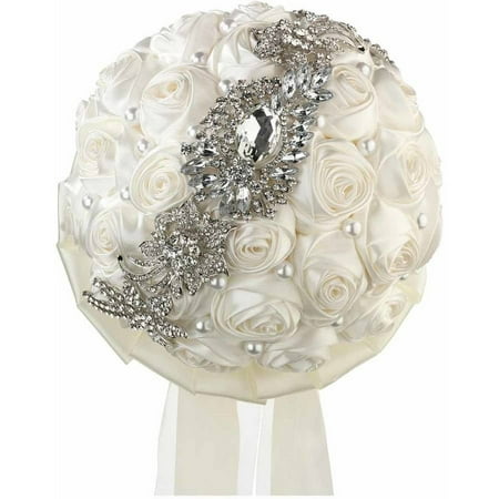 Lillian Rose Scroll - Lillian Rose Pearl/Rhinestone Wedding Bouquet, Cream