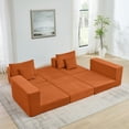 thumbnail image 2 of Modular Cloud Sectional Couch, Modern Upholstered L-Shaped Sofa with Removable Ottoman, Deep Seat Sleeper Couch with Throw Pillows for Living Room, Apartment, Small Space (Orange), 2 of 9