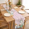 thumbnail image 3 of Easter Bunny Table Runner - 60 Inch Long, Kitchen Dining Table Runner Dresser Scarves, Spring Watercolor Eggs Flower Wood Grain Pink Farmhouse Decor for Coffee Tables Wedding Party Banquet, 3 of 8