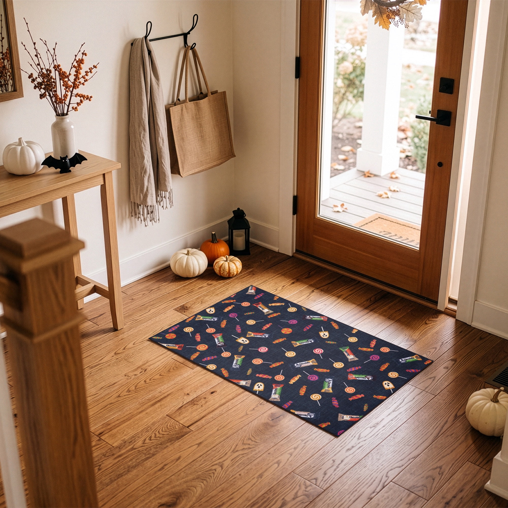 Halloween Treats Printed Runner, 30"x47", Polyester pile