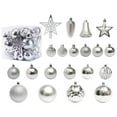 thumbnail image 2 of 45-Pack Shatterproof Christmas Ornament Set with Tree Topper Star - Assorted Painted Plastic Hanging Decor for Xmas Tree & Holiday Home Decoration (Kid & Pet Safe) Silver, 2 of 9