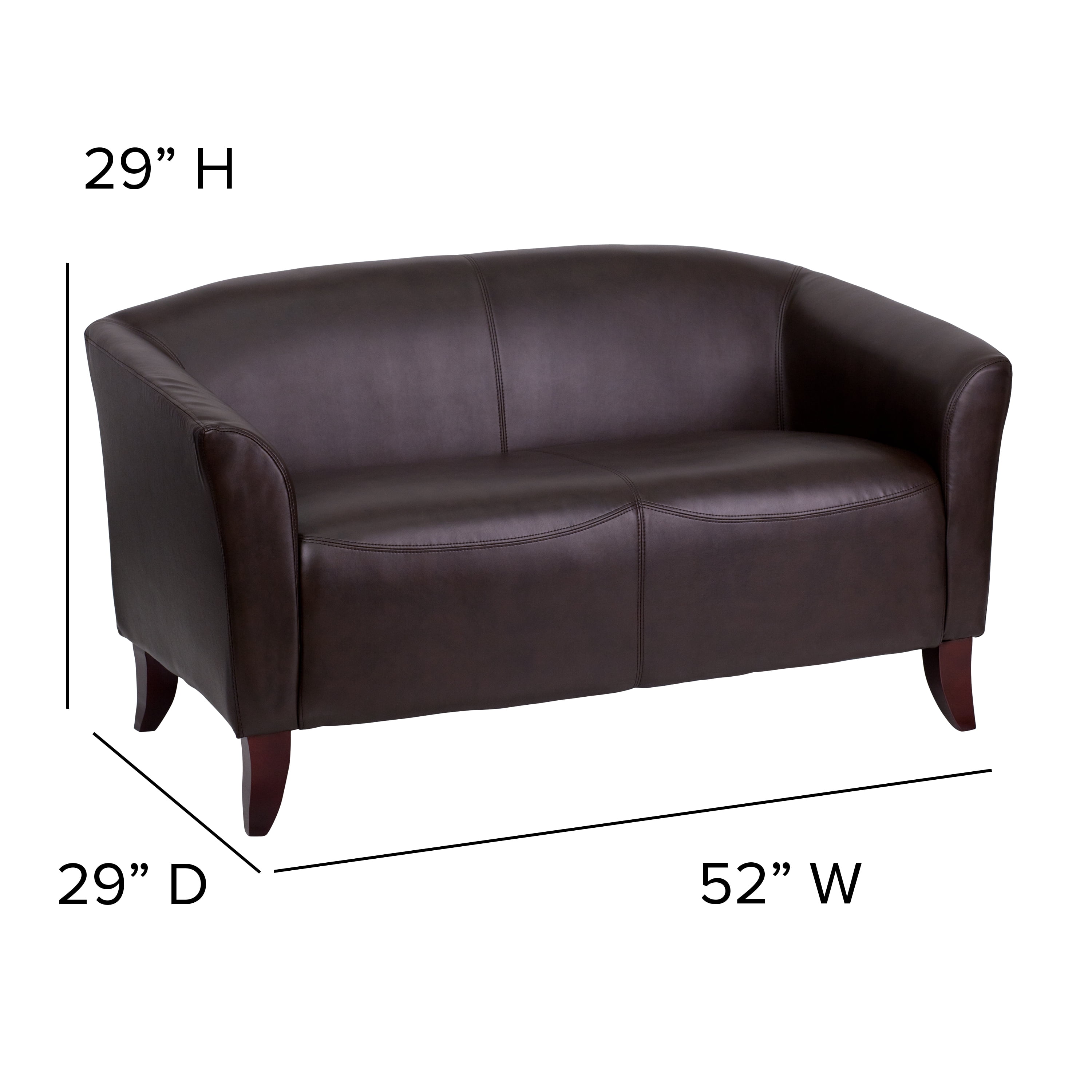Emma + Oliver Brown LeatherSoft Loveseat with Cherry Wood Feet
