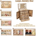 thumbnail image 5 of Sfugno Jewelry Box, 6-Tier Large Wooden Jewelry Organizer Boxes for Women, Wood jewlery Storage Display for Rings Earrings Necklaces,Brown, 5 of 7