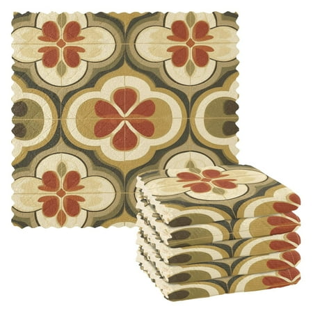 

Kitchen Towels，Retro Carpet11 ×11 One Side Printed Polyester Fleece Soft And Skin-friendly Quality Washcloths.
