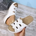thumbnail image 5 of Womens Orthopedic Sandals Boho Hollow out Open Toe Slides with Arch Support Comfy Slip on Low Wedge Slip on Beach Shoes Casual Slippers White Size 8, 5 of 7