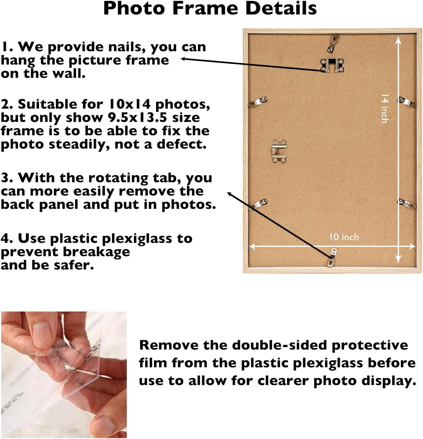10x14 inch Picture Frame for 30 x 40cm Diamond Art Painting, Horizontal and Vertical Formats for Wall Hanging, 10 x 14 Wall Gallery Poster Photo Frame with Shatter Resistant Plexiglass, Natural