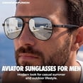 thumbnail image 3 of Grinderpunch Polarized Aviator Sunglasses Men Women Retro Vintage Pilot Sun Glasses UV400 Protection - Gloss Silver, 3 of 10