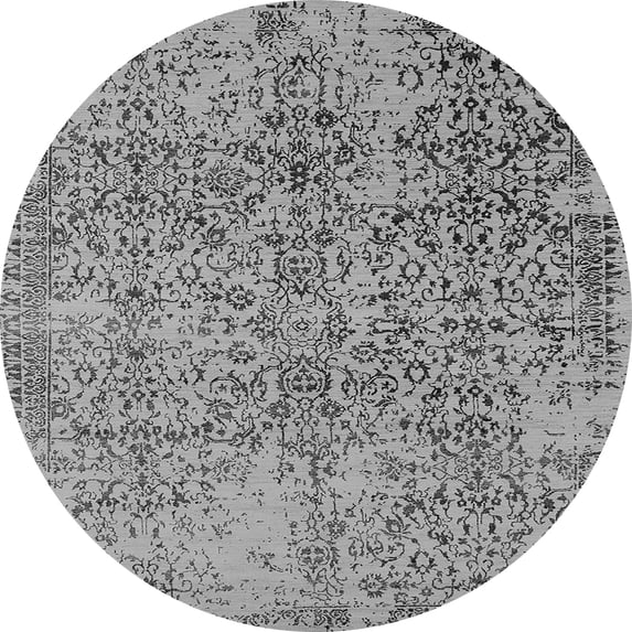 Ahgly Company Indoor Round Oriental Gray Industrial Area Rugs, 7' Round
