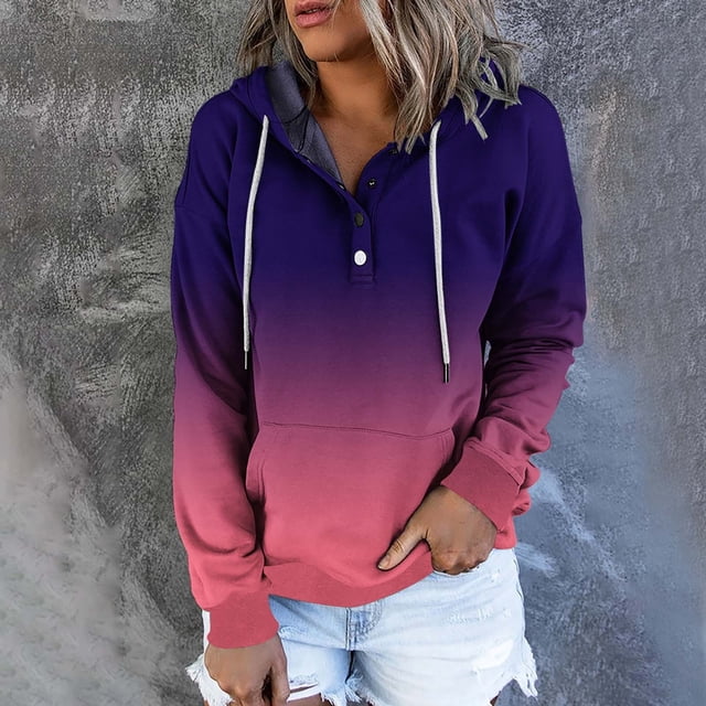 UPPADA Women's Clearance Clothes Hoodies for Women's Solid Color Sweatshirt Fall Plus Size Hooded Sweatshirt Tops Oversized Loose Baggy Pulllover with Pockets