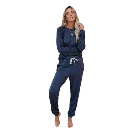 

Fueri Ladies Casual Pajama Set 2 Long Sleeve Pajama Set Sports Suit Sweater