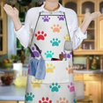 thumbnail image 6 of Colorful Dog Paw Footprint Apron-Garden Aprons for Women with Pockets-Cotton Linen Waterproof Kitchen Cooking Gardening Aprons Adjustable for Kitchen,Cooking,BBQ and Salon 33x27 Inch, 6 of 6