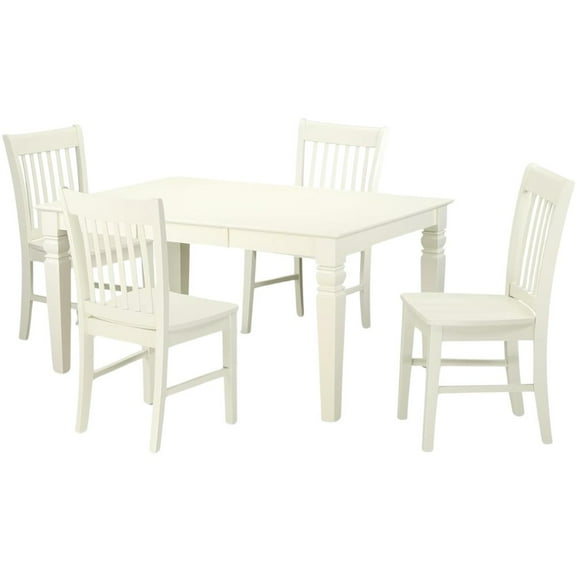 FurniFact White 5 Piece Dining Table Set for 4 with Chairs and Kitchen Table