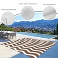 thumbnail image 3 of Brown White Outdoor Rug 3x5 Ft - Reversible Patio Rug Outdoor Camping Rugs, Modern Abstract Waves Water Ripple Striped Washable Indoor Outdoor Area Rugs, Non-Slip Outdoor Carpet Runner for Deck/Porch, 3 of 8