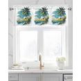 thumbnail image 2 of Coconut Tree Linen Curtain Valance for Bedroom/Bathroom/Kitchen/Office/Living/Dining Room Window,Nautical Beach Sailboat Seaview Graffiti Rod Pocket Topper Decorative Cafe Drapes Panel 42"x18", 2 of 6