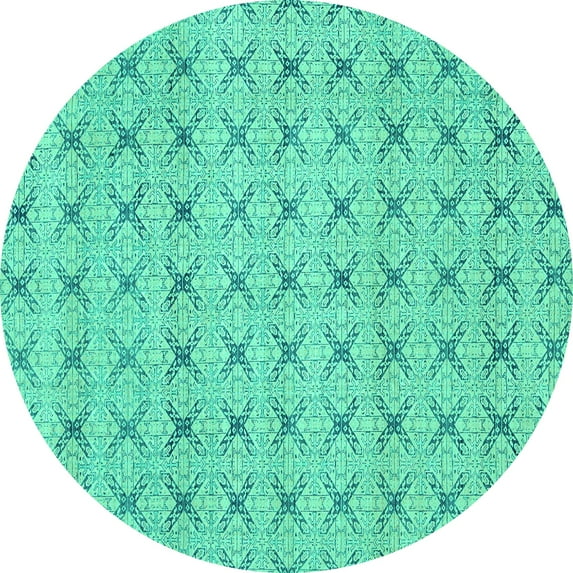 Ahgly Company Indoor Round Abstract Turquoise Blue Modern Area Rugs, 3' Round