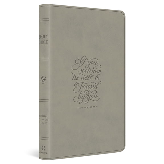 ESV Large Print Value Thinline Bible (Trutone, Stone, 1 Chronicles 28:9 Design), (Hardcover)