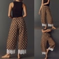 thumbnail image 3 of Women Summer Lace Trim Polka Dot Wide Leg Palazzo Pants High Waisted Cropped Baggy Trousers, 3 of 7
