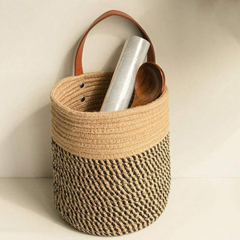 Storage Baskets for Shelves, Cotton Rope Woven Basket With Handles for  Organizing, 3-Pack 15x11x9.5 Decorative Towel Baskets for Shelves  Organizer