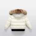 thumbnail image 4 of Boys Girls Winter Coat Padded Parka Jacket Thicken Puffer Jackets Coats Kids Teen Faux Fur Hooded Winter Down Windbreaker Snow Jacket Warm Windproof Outwear with Zipper and Pocket White 10-11Years, 4 of 4