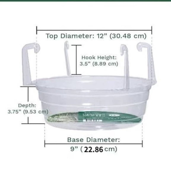 Topukaiba Clear Hanging Basket Water Catcher, 12" Drip Pan With 4 Hooks, Round Plastic Saucer For Indoor Outdoor Planters, Prevents Floor Stains & Overwatering, Clear, 12X7.25"