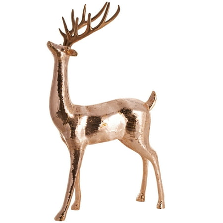 31" x 56" Copper Fiberglass Floor Reindeer Christmas Sculpture with Mosaic Pattern, by DecMode