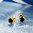 thumbnail image 3 of Gem Stone King 1.10 Ct 5mm Black Created Sapphire 18K Yellow Gold Plated Silver Kitty Cat Stud Earrings for Women Men, 3 of 4